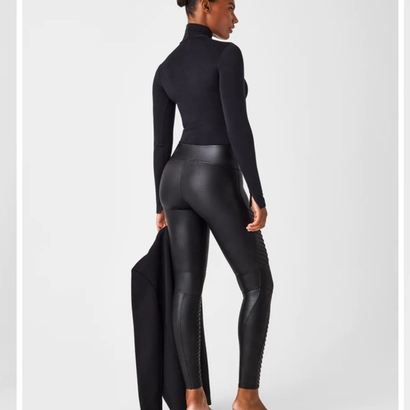 SPANX Faux Leather Moto Leggings - Picture 2 of 6